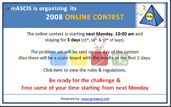 acmASCIS 2008 Online Contest