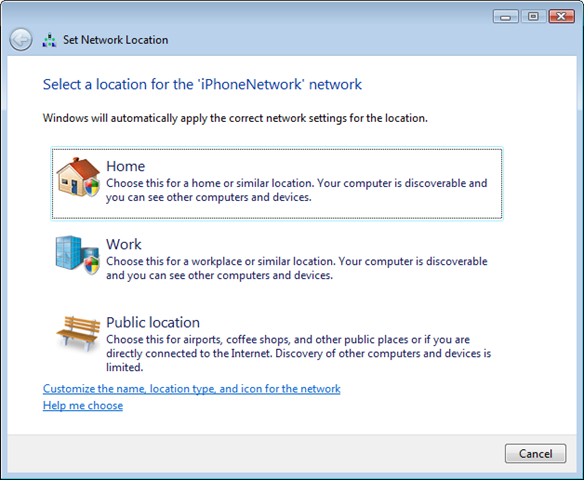 Windows Unidentified Network Vista